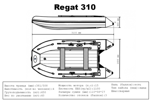 Лодка ПВХ Big Boat НДНД Regat 310